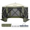 imageVEVOR Pop up Gazebo Screen Tent 12 x 12 ft Large 6Sided Camping Canopy Tent with Removable Top ampamp Carry Bag QuickSet ampamp BiteProof Screen House Sun Shelter for 810 Persons Backyard Patio BrownArmy Green