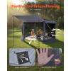 imageVEVOR Pop up Gazebo Screen Tent 12 x 12 ft Large 6Sided Camping Canopy Tent with Removable Top ampamp Carry Bag QuickSet ampamp BiteProof Screen House Sun Shelter for 810 Persons Backyard Patio BrownGray