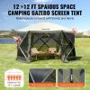 imageVEVOR Pop up Gazebo Screen Tent 12 x 12 ft Large 6Sided Camping Canopy Tent with Removable Top ampamp Carry Bag QuickSet ampamp BiteProof Screen House Sun Shelter for 810 Persons Backyard Patio BrownArmy Green