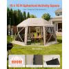 imageVEVOR Pop up Gazebo Screen Tent 12 x 12 ft Large 6Sided Camping Canopy Tent with Removable Top ampamp Carry Bag QuickSet ampamp BiteProof Screen House Sun Shelter for 810 Persons Backyard Patio BrownBeige
