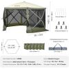 imageVEVOR Pop up Gazebo Screen Tent 12 x 12 ft Large 6Sided Camping Canopy Tent with Removable Top ampamp Carry Bag QuickSet ampamp BiteProof Screen House Sun Shelter for 810 Persons Backyard Patio BrownArmy Green