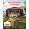 imageVEVOR Pop up Gazebo Screen Tent 12 x 12 ft Large 6Sided Camping Canopy Tent with Removable Top ampamp Carry Bag QuickSet ampamp BiteProof Screen House Sun Shelter for 810 Persons Backyard Patio BrownBrown