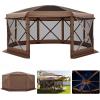 imageVEVOR Pop up Gazebo Screen Tent 12 x 12 ft Large 6Sided Camping Canopy Tent with Removable Top ampamp Carry Bag QuickSet ampamp BiteProof Screen House Sun Shelter for 810 Persons Backyard Patio BrownBrown