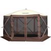 imageVEVOR Pop up Gazebo Screen Tent 12 x 12 ft Large 6Sided Camping Canopy Tent with Removable Top ampamp Carry Bag QuickSet ampamp BiteProof Screen House Sun Shelter for 810 Persons Backyard Patio BrownBrown