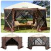 imageVEVOR Pop up Gazebo Screen Tent 12 x 12 ft Large 6Sided Camping Canopy Tent with Removable Top ampamp Carry Bag QuickSet ampamp BiteProof Screen House Sun Shelter for 810 Persons Backyard Patio BrownBrown