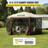 imageVEVOR Pop up Gazebo Screen Tent 12 x 12 ft Large 6Sided Camping Canopy Tent with Removable Top ampamp Carry Bag QuickSet ampamp BiteProof Screen House Sun Shelter for 810 Persons Backyard Patio BrownBrown