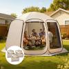 imageVEVOR Pop up Screen House Tent Gazebo 6 x 6 ft 46 Person SUV Tailgate Tent Portable Screened in Canopy with Carry Bag Netting Sides for Car Camping Garden Patio Backyard Outdoor ActivitiesBeige Sidewalls for Popup Tent
