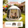imageVEVOR Pop up Screen House Tent Gazebo 6 x 6 ft 46 Person SUV Tailgate Tent Portable Screened in Canopy with Carry Bag Netting Sides for Car Camping Garden Patio Backyard Outdoor ActivitiesBeige Sidewalls for Popup Tent
