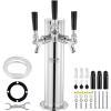 imageVEVOR Dual Taps Draft Beer Tower Dispenser Stainless Steel Keg Beer Tower Kegerator Tower Kit with PreAssembled Tubing and SelfClosing Faucet Shanks for Party Bar Pub RestaurantTriple Faucets
