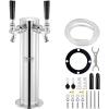 imageVEVOR Dual Taps Draft Beer Tower Dispenser Stainless Steel Keg Beer Tower Kegerator Tower Kit with PreAssembled Tubing and SelfClosing Faucet Shanks for Party Bar Pub RestaurantDual Faucets