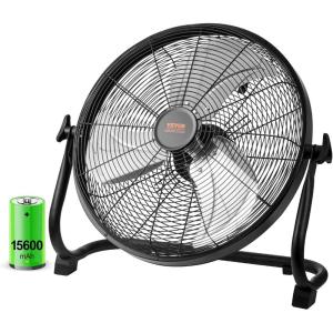 imageVEVOR 10 inch Rechargeable Battery Operated Camping Floor High Velocity Portable Outdoor Fan with Metal Frame Copper Brushless Motor 360degree Manual Rotationfor FishingTraveling Picnicking16in