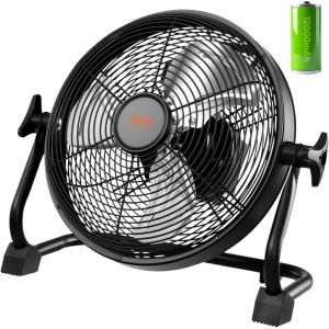 imageVEVOR 10 inch Rechargeable Battery Operated Camping Floor High Velocity Portable Outdoor Fan with Metal Frame Copper Brushless Motor 360degree Manual Rotationfor FishingTraveling Picnicking10in