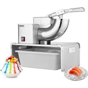 imageVEVOR Commercial Ice Shaver Machine 661 LBSH Electric Ice Crusher with Replaceable Container 350W Premium Motor 4 Blades Shaved Snow Cone Machine Ice Maker for Dessert Shop Bar Party SilverSilver