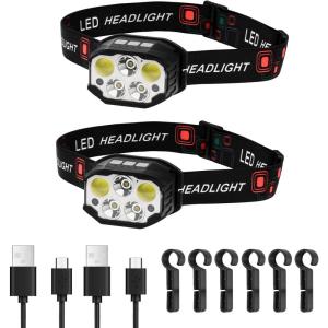 imageVEVOR Rechargeable Lighting Devices Flashlights Spotlights ampamp Headlamps for Outdoor Adventures Emergencies ampamp Daily Use2 Pack Headlight