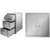 image17W x 30H x 21D Inch Stainless Steel Outdoor Kitchen Double Access Drawers Combo with 24W x 24H Inch BBQ Access Doors17W x 30H x 21D Inch