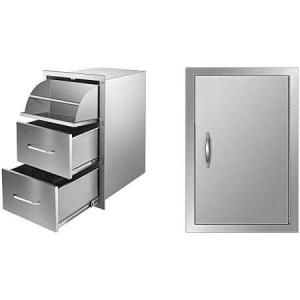 image17W x 30H x 21D Inch Stainless Steel Outdoor Kitchen Double Access Drawers Combo with 24W x 24H Inch BBQ Access Doors17W x 30H x 21D Inch