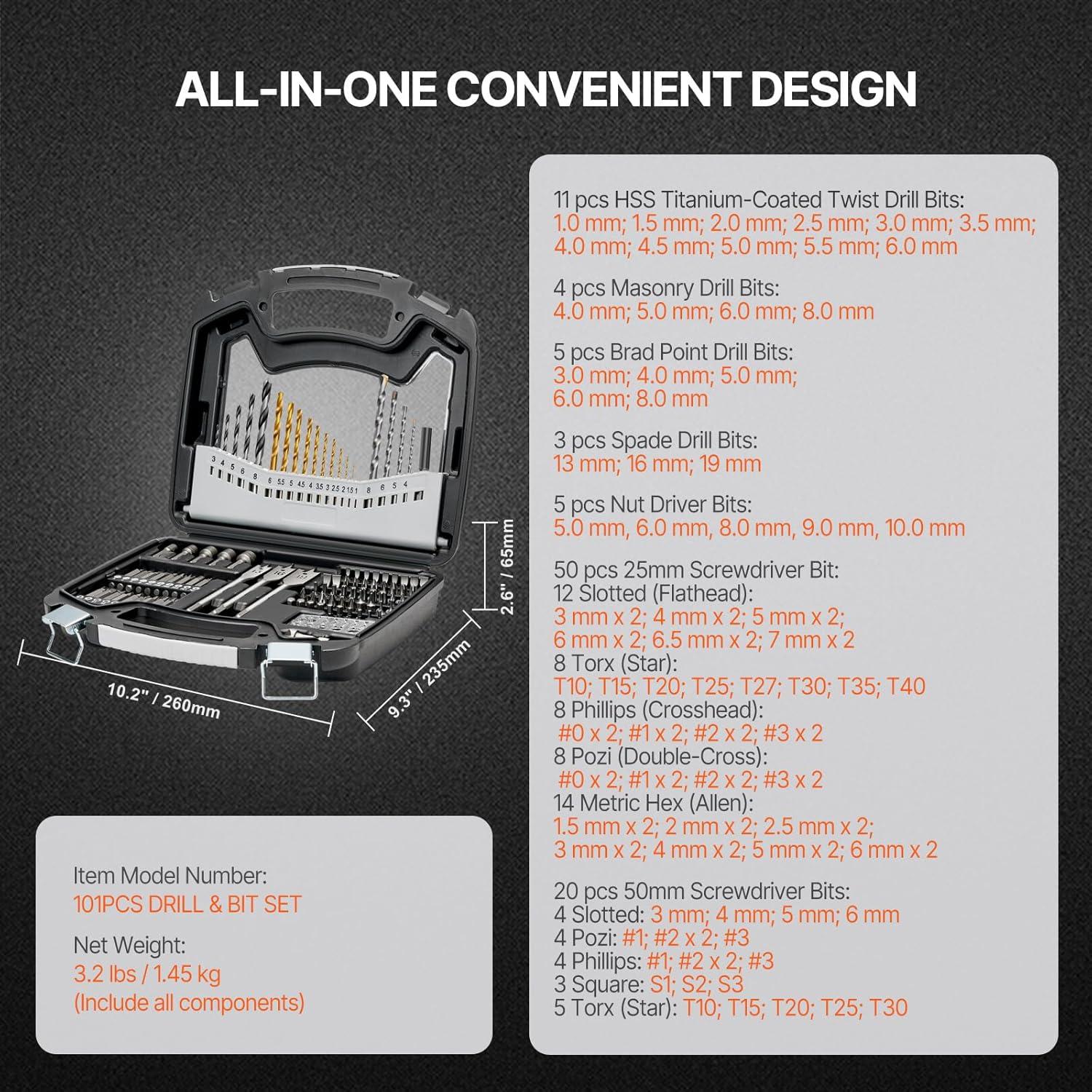 imageVEVOR Screwdriver Set 12Piece Hand Tools Set with Magnetic Tips Includes 5 Phillips and 5 Flat Head Bits ZType Bit Professional Repair Tool Kit for Sockets Furniture Home Appliances Bicycles101PCS SET