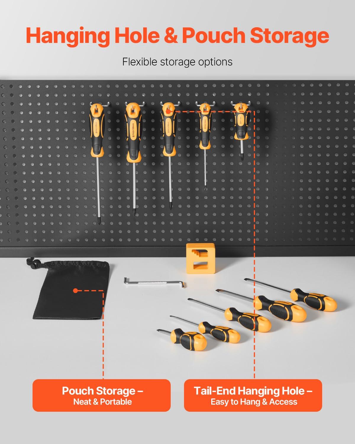imageVEVOR Screwdriver Set 12Piece Hand Tools Set with Magnetic Tips Includes 5 Phillips and 5 Flat Head Bits ZType Bit Professional Repair Tool Kit for Sockets Furniture Home Appliances Bicycles12 in 1  Fiexed Type