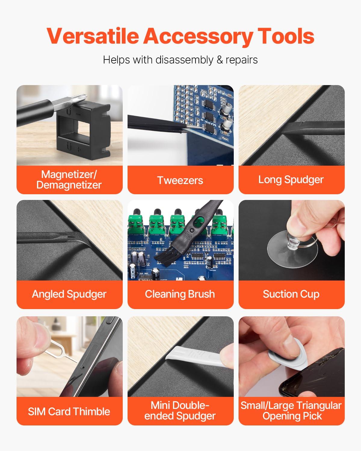 imageVEVOR Screwdriver Set 12Piece Hand Tools Set with Magnetic Tips Includes 5 Phillips and 5 Flat Head Bits ZType Bit Professional Repair Tool Kit for Sockets Furniture Home Appliances Bicycles59 in 1  With Storage Case