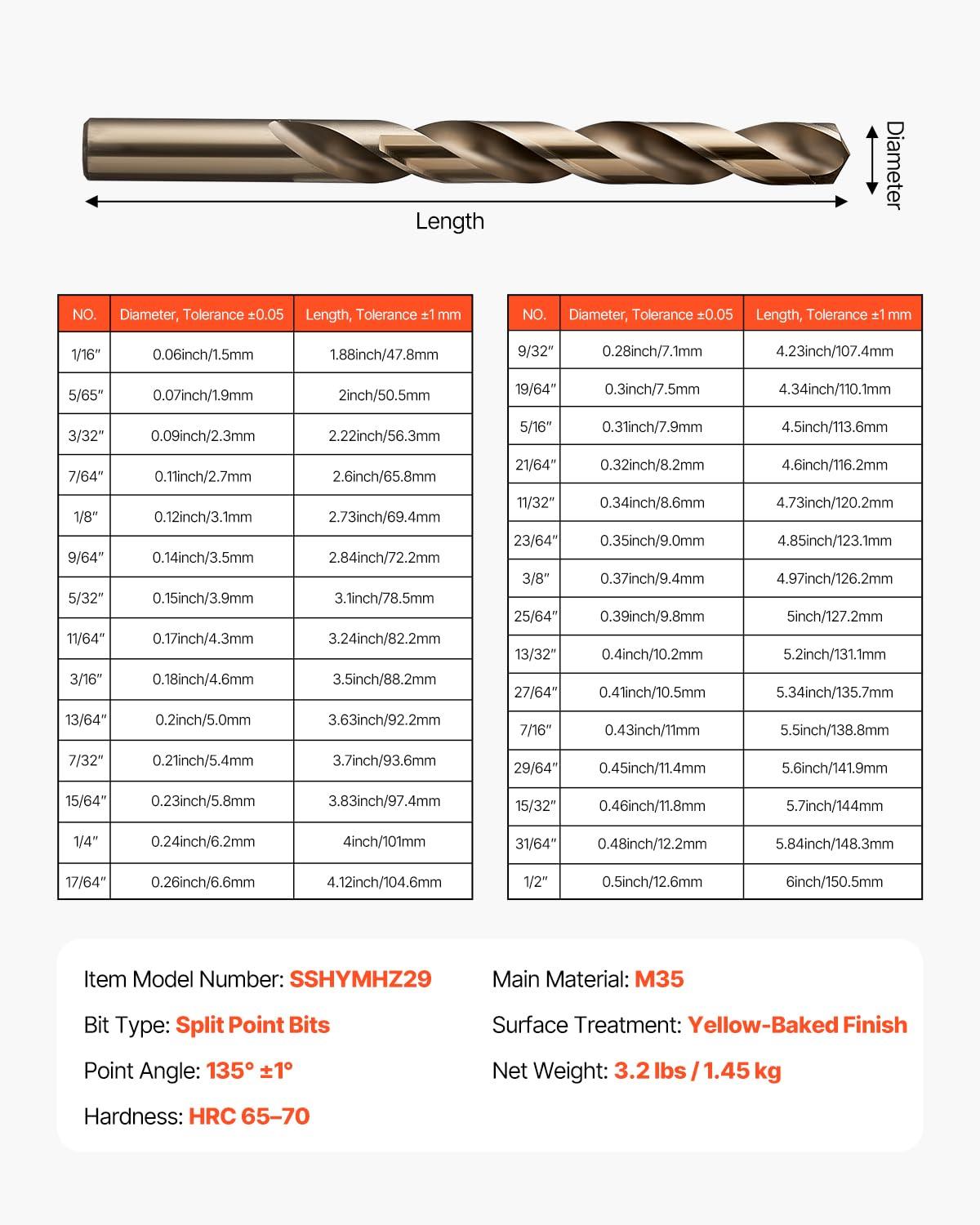 imageVEVOR Screwdriver Set 12Piece Hand Tools Set with Magnetic Tips Includes 5 Phillips and 5 Flat Head Bits ZType Bit Professional Repair Tool Kit for Sockets Furniture Home Appliances Bicycles29PCS Cobalt Drill Bit Set