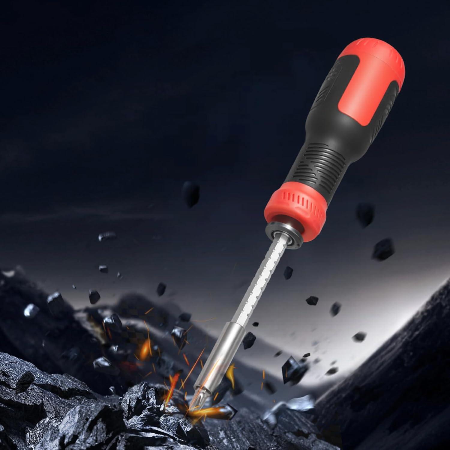 imageVEVOR Screwdriver Set 12Piece Hand Tools Set with Magnetic Tips Includes 5 Phillips and 5 Flat Head Bits ZType Bit Professional Repair Tool Kit for Sockets Furniture Home Appliances Bicycles13 in 1  Storage Handle Type