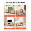 imageVEVOR 59quot TV Stand Mid Century Modern Media Console for 556065 inch TVs Boho Entertainment Center TV Cabinet with Fluted Sliding Door and Open Adjustable Shelves for Living Room Bedroom Oak