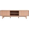 imageVEVOR 59quot TV Stand Mid Century Modern Media Console for 556065 inch TVs Boho Entertainment Center TV Cabinet with Fluted Sliding Door and Open Adjustable Shelves for Living Room Bedroom Oak