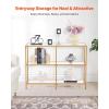 imageVEVOR Glass Console Table 394 Inch Entryway Table Modern Rectangle Sofa Table with Tempered Glass Top and Iron Legs Golden Consloe Desk for Living Room Hallway EntrywayGold