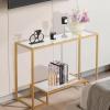 imageVEVOR Glass Console Table 394 Inch Entryway Table Modern Rectangle Sofa Table with Tempered Glass Top and Iron Legs Golden Consloe Desk for Living Room Hallway EntrywayGold