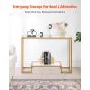 imageVEVOR Glass Console Table 394 Inch Entryway Table Modern Rectangle Sofa Table with Tempered Glass Top and Iron Legs Golden Consloe Desk for Living Room Hallway EntrywayGold
