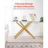 imageVEVOR Glass Console Table 394 Inch Entryway Table Modern Rectangle Sofa Table with Tempered Glass Top and Iron Legs Golden Consloe Desk for Living Room Hallway EntrywayGold