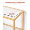 imageVEVOR Glass Console Table 394 Inch Entryway Table Modern Rectangle Sofa Table with Tempered Glass Top and Iron Legs Golden Consloe Desk for Living Room Hallway EntrywayGold