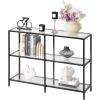 imageVEVOR Glass Console Table 394 Inch Entryway Table Modern Rectangle Sofa Table with Tempered Glass Top and Iron Legs Golden Consloe Desk for Living Room Hallway EntrywayBlack