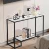 imageVEVOR Glass Console Table 394 Inch Entryway Table Modern Rectangle Sofa Table with Tempered Glass Top and Iron Legs Golden Consloe Desk for Living Room Hallway EntrywayBlack