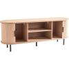 imageVEVOR TV Stand for TVs up to 65 inch MidCentury Modern Entertainment Center Media Console Table with Storage Cabinet and Sliding Tambour Door Boho Television Stand for Living Room Bedroom OakNatural