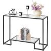 imageVEVOR Glass Console Table 394 Inch Entryway Table Modern Rectangle Sofa Table with Tempered Glass Top and Iron Legs Golden Consloe Desk for Living Room Hallway EntrywayBlack
