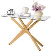 imageVEVOR Glass Console Table 394 Inch Entryway Table Modern Rectangle Sofa Table with Tempered Glass Top and Iron Legs Golden Consloe Desk for Living Room Hallway EntrywayGold