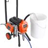 imageVEVOR Stand Airless Paint Sprayer 1500W 3300PSI High Pressure Airless Sprayer Cleaning Brush Hose Extension Rod Nozzles Electric Spray Paint Machine for Large Apartments Factory Buildings1500W WheeledAirless Paint Sprayer