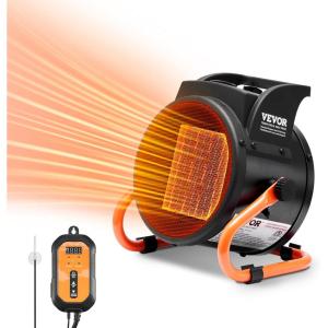 imageVEVOR Greenhouse Heater 1500W PTC Fast Heating With Overheat Protection 3Speed Setting Small Grow Tent Fan Electric Portable for Green House Flower Room WorkplacePTC  Thermostat