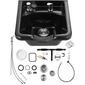 imageVEVOR Shampoo Basin Black Hairdresser Sink Shampoo Bowl Sink ABS Plastic Salon and Spa Hair Washing Sink Hair Backwash Basin Beauty Salon Equipment for Hair Stylists