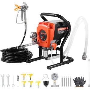 imageVEVOR Stand Airless Paint Sprayer 1500W 3300PSI High Pressure Airless Sprayer Cleaning Brush Hose Extension Rod Nozzles Electric Spray Paint Machine for Large Apartments Factory Buildings900W Stand Airless Paint Sprayer