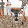 imageVEVOR 22 inch Charcoal Grill with Bowl Portable Charcoal Grill with Wheels for Outdoor PorcelainEnameled Lid with Slide Out Ash Catcher Round Barbecue Kettle Grill Wheels for Small Patio Backyard