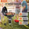 imageVEVOR 22 inch Charcoal Grill with Bowl Portable Charcoal Grill with Wheels for Outdoor PorcelainEnameled Lid with Slide Out Ash Catcher Round Barbecue Kettle Grill Wheels for Small Patio Backyard