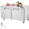imageVEVOR 60 Commercial Refrigerator Sandwich amp Salad Prep Table 154 Cu Ft Stainless Steel Refrigerated Food Prep Station with 16 Pans Cut Board Mega Top Refrigerator for Restaurant Food Truck60W Worktop Refrigerator