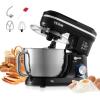 imageVEVOR Stand Mixer 5QT Dough Mixer 10P Speeds Tilthead Food Mixer Kitchen Mixer with Stainless Steel Bowl Dough Hook Wire Whip Beater Scraper Household Stand Mixer for Baking Mixing Black5 QTBlack