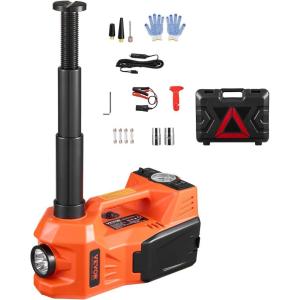 imageVEVOR Electric Car Jack 5 Tons 11000 lbs Electric Scissor Jack with BuiltIn Inflator 12V Adjustable Tire Change Replacement with Secure Hammer amp LED Light Portable Jack kit for Sedan SUV TruckWithout Electric Impact Wrench