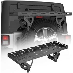 imageVEVOR Spare Tire Cargo Basket for 3040 Inch Tires Fit for 19762024 Jeep Wrangler JK JL TJ YJ CJ 80 lbs Load Capacity Utility Cargo Basket Rack Storage Tray Replacement NoDrill Installation