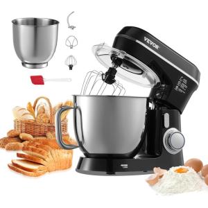 imageVEVOR Stand Mixer 5QT Dough Mixer 10P Speeds Tilthead Food Mixer Kitchen Mixer with Stainless Steel Bowl Dough Hook Wire Whip Beater Scraper Household Stand Mixer for Baking Mixing Black53QT  44QTBlack
