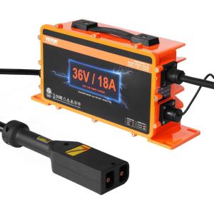 imageVEVOR 36 Volt Golf Cart Battery Charger 12 AMP Smart Battery Charger with DStyle Plug Compatible with LeadAcid AGMGelEFB MF NMC LiFePO4 Batteries for EZGO TXT IP67 Waterproof ETL Certified36V 18A For DStyle Plug