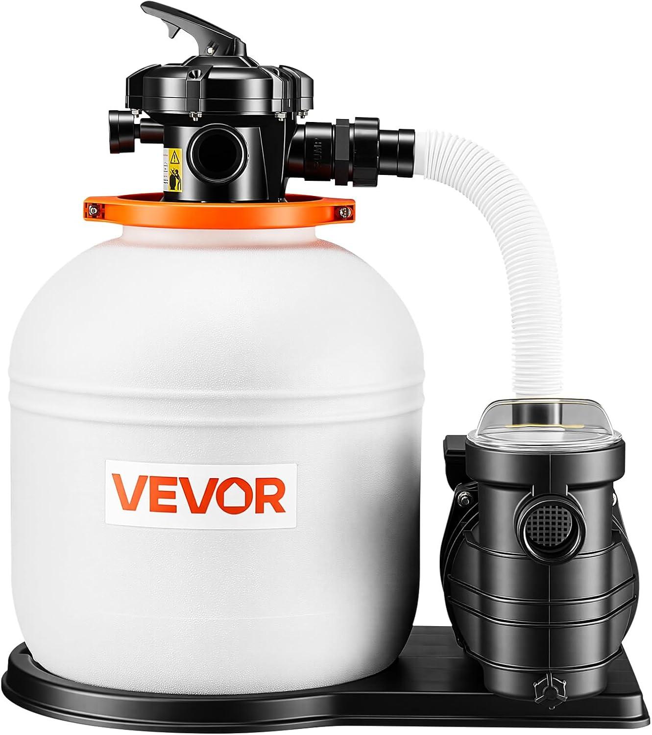 imageVEVOR FlashPure Sand Filter Pump 14 in for Above Ground Pool 075 HP 3500 GPH Swimming Pool Filter System with Timer 6X Faster Filtration Media Installed LeakResistant Ready to Use Out of Box16 inch  1 HP  4400 GPH